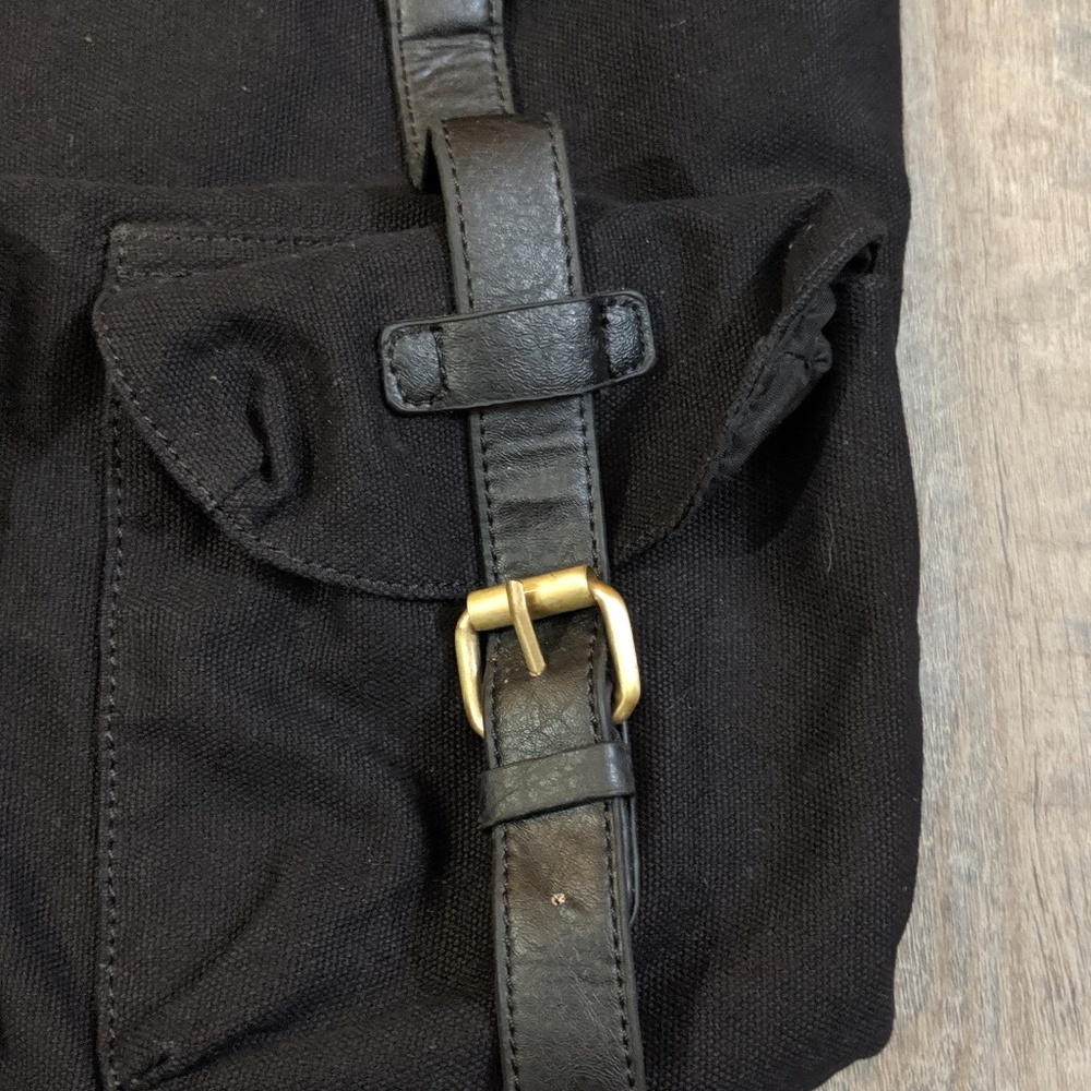 ASOS Black Unisex Canvas Ruck Sack Backpack - Picture 4 of 7